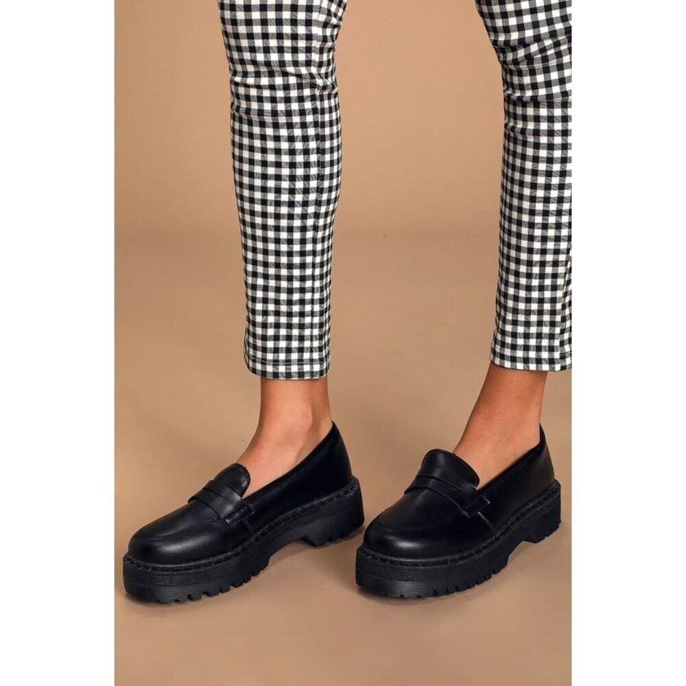 Lulus Maysie Black Flatform Loafers - Size 8 - UNWORN